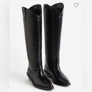 H&M Knee High Cowboy Boots in Black